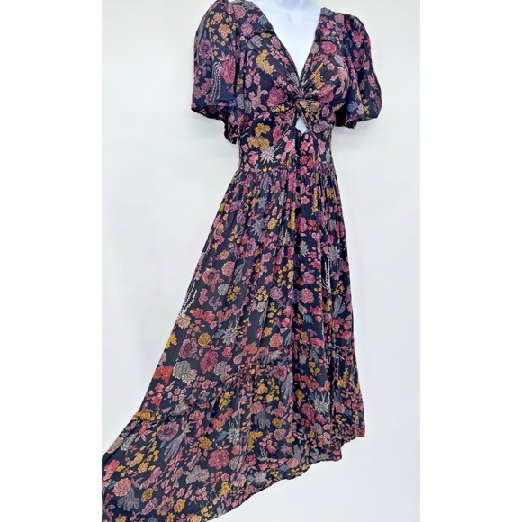 Angie Dresses & Skirts - ANGIE Boho Floral Smocked Dress Festival front slit babydoll bloomcore cottage M